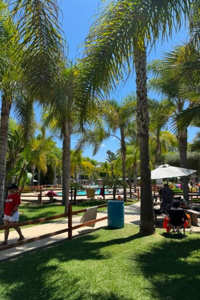 Relaxing at the Hidden Pool Stop on the ATV Ensenada Tour